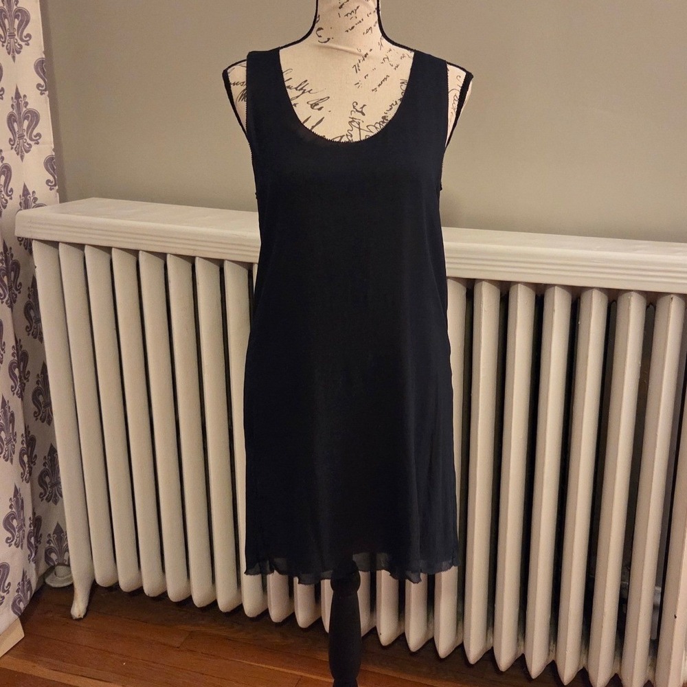 VTG Vera Wang Reversible Black+Tan Silk-Blend Shift Mini Dress Archival Y2K Sz S